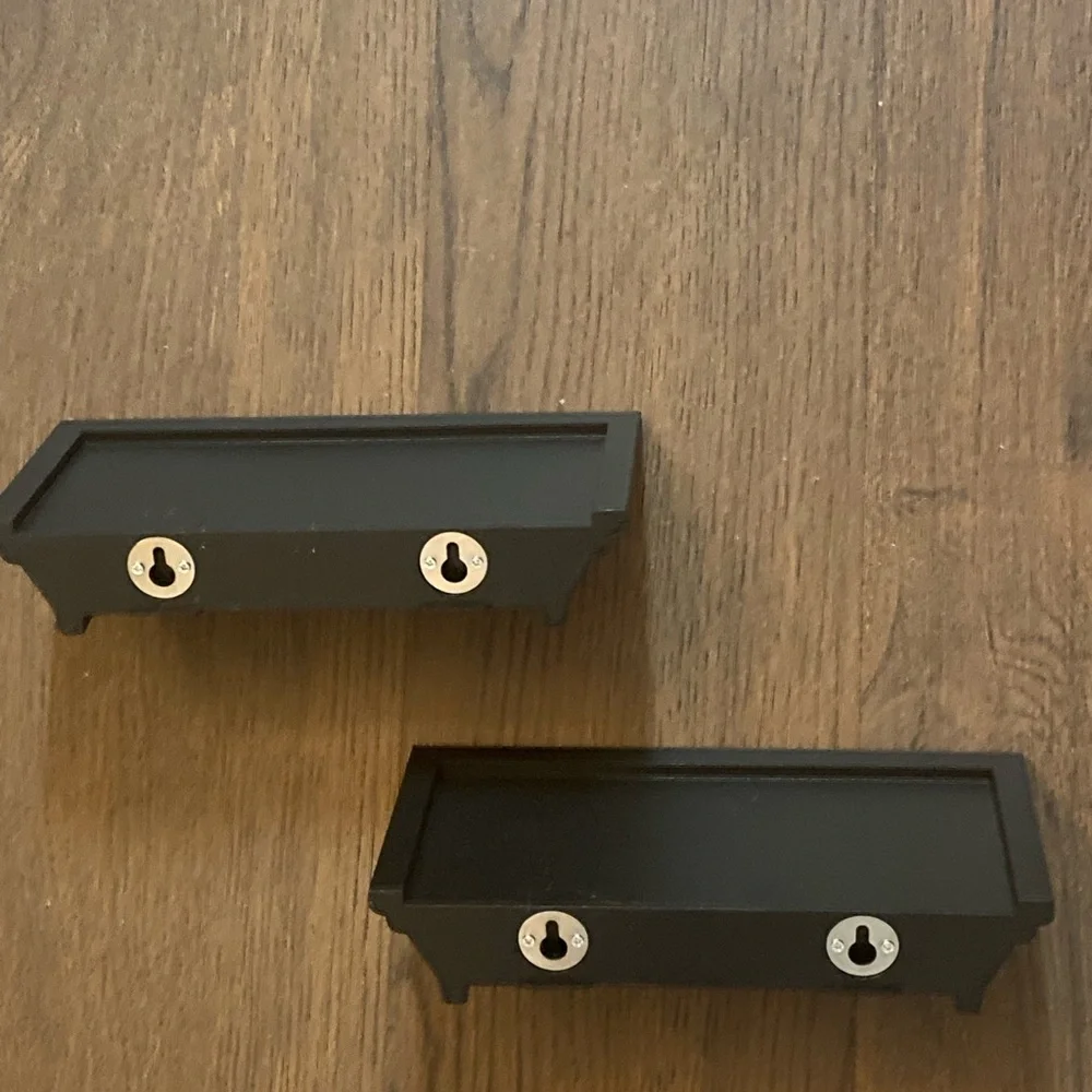 Two Black Flloating Wall Shelves